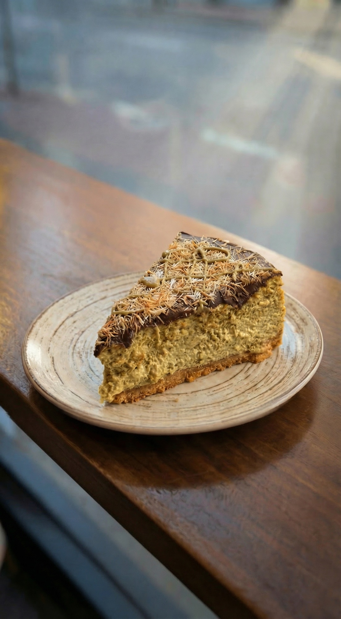 Tarta de queso chocolate Dubai con kadayif